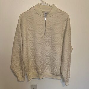 Zara Men's Zip-Up Sweater in Cream